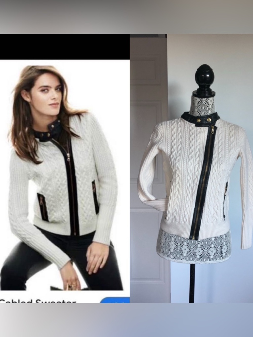 Vintage Club Monaco 100% Wool Cable Knit Jacket. Medium.